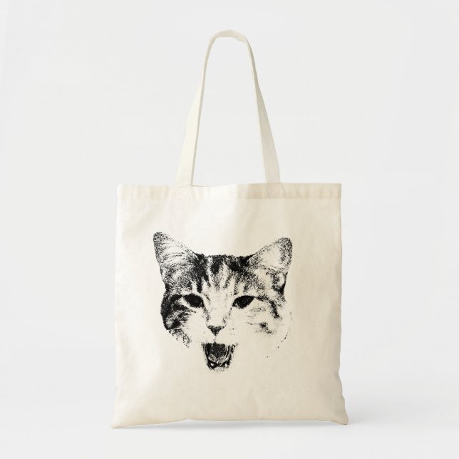 Tote Bag Silhouette de chat qui baille – Édition Minimal Sa (Devant)