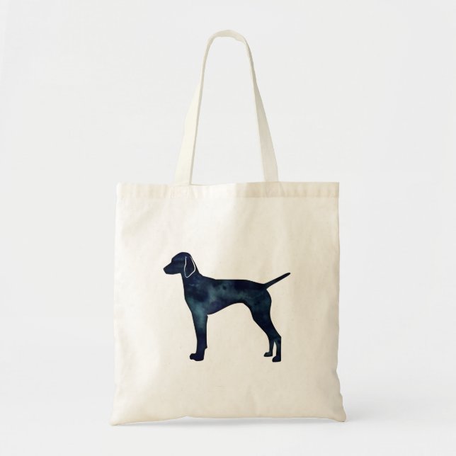 Tote Bag Silhouette de Chien Vizsla Noire Aquarelle (Devant)