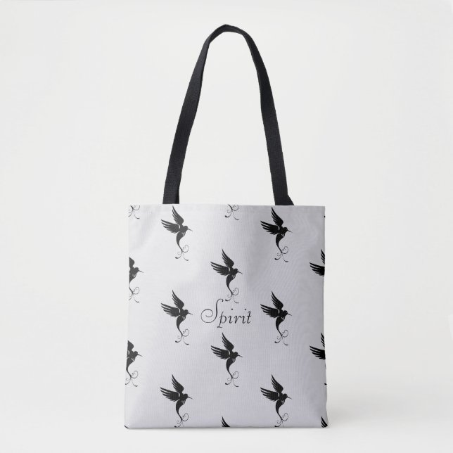 Tote Bag Silhouette de colibri sur couleur argent (Devant)