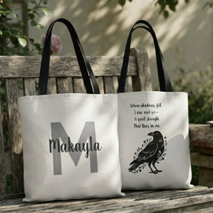 Tote Bag Silhouette de corbeau onyx gothique poétique lunat