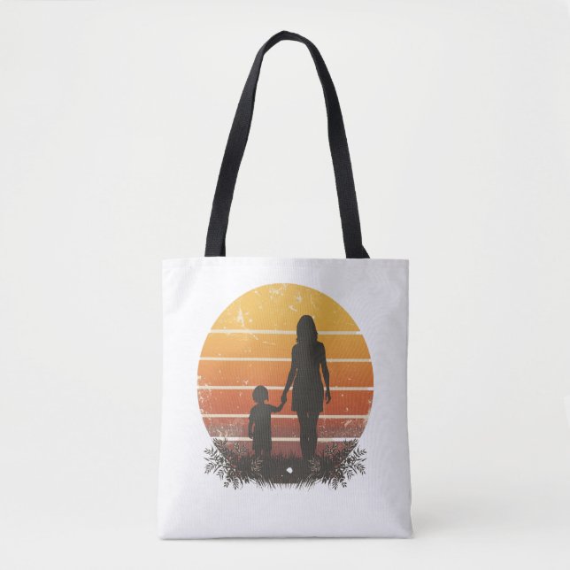 Tote Bag Silhouette de coucher de soleil personnalisée de m (Devant)