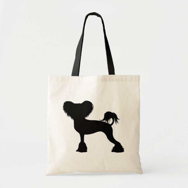 Tote Bag Silhouette de crête chinoise | Chien crétin (Devant)