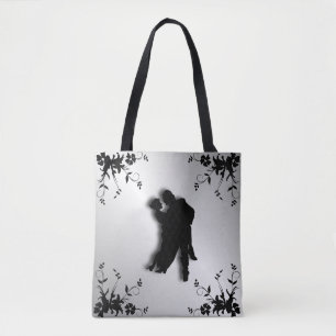Tote Bag Silhouette de danseurs de tango 1 argent