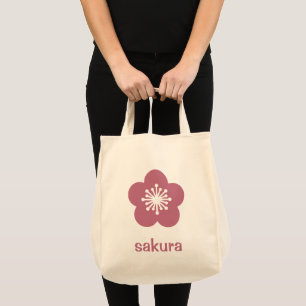 Tote Bag Silhouette de fleur de cerisier rose Sakura