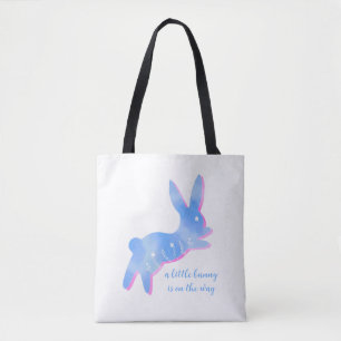 Tote Bag Silhouette de lapin bleu mignon pour Baby Shower g