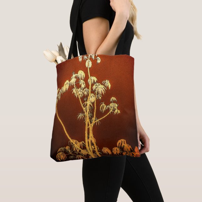 Tote Bag Silhouette de l'arbre tropical Fourre-tout (De près)