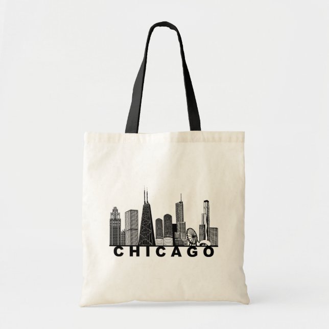 Tote Bag Silhouette de l'horizon de Chicago  (Devant)
