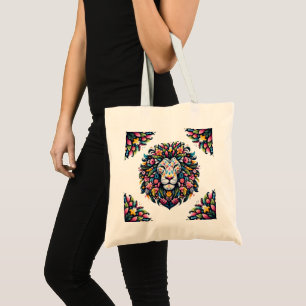 Tote Bag Silhouette de lion floral