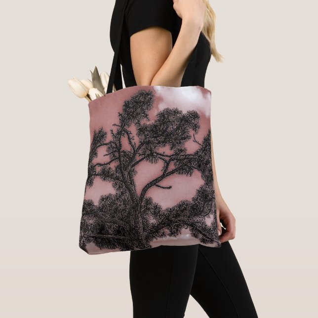 Tote Bag Silhouette de pins et de palmiers  (De près)