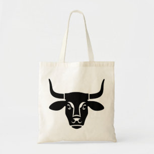 Tote Bag Silhouette de tête de taureau noir minimaliste