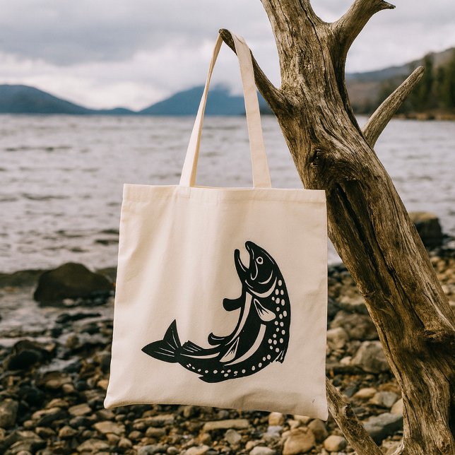Tote Bag Silhouette de truite sautante (Créateur téléchargé)