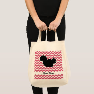 Tote Bag Silhouette d'écureuil avec Motif Chevron rose