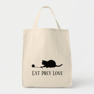 Tote Bag Silhouette du chat en jeu "Mange l'amour de la pro