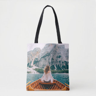 Tote Bag Silhouette Femme Lac Alpin Nature