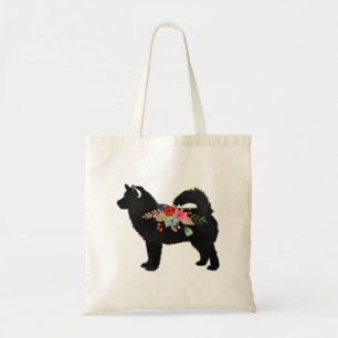 Tote Bag Silhouette florale de Boho de Malamute de l'Alaska