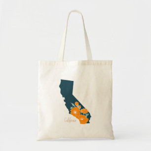 Tote Bag Silhouette florale de l'État de Californie