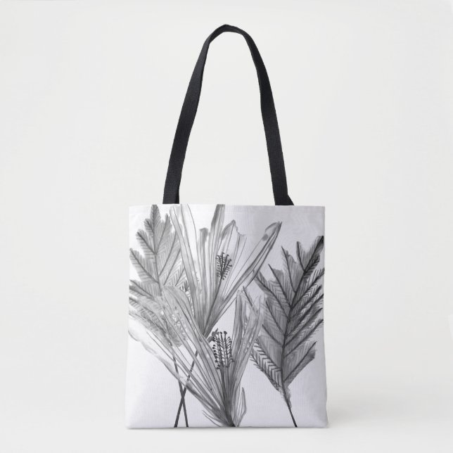 Tote Bag Silhouette florale - Gris (Devant)