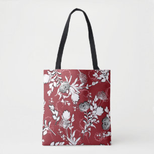 Tote Bag Silhouette florale, motif botanique coloré.
