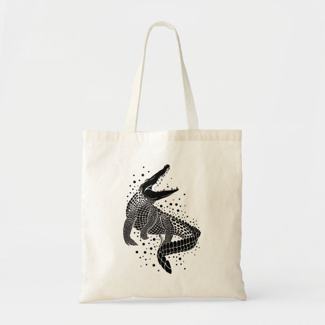 Tote Bag Silhouette noire d'un crocodile (Devant)