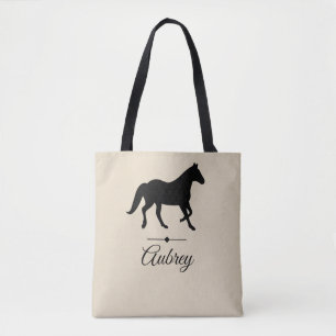 Tote Bag Silhouette noire élégante de cheval personnali