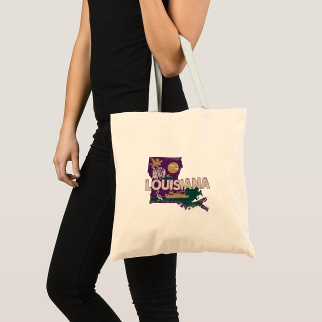 Tote Bag Silhouette Rétro de l'État de Louisiane (Devant (produit))