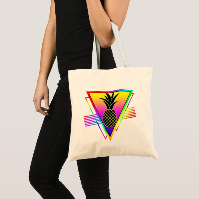 Tote Bag Silhouette Rétro Moderne Ananas Fruit D'été (Devant (produit))