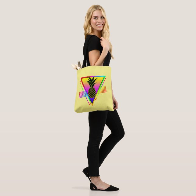 Tote Bag Silhouette Rétro Moderne Ananas Fruit D'été (Sur le modèle)