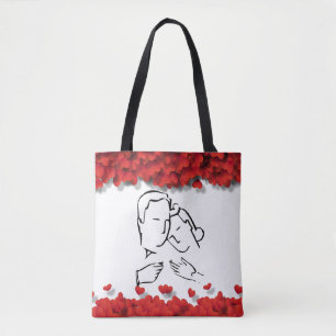 Tote Bag Silhouette romantique Couple Coeurs Glamour