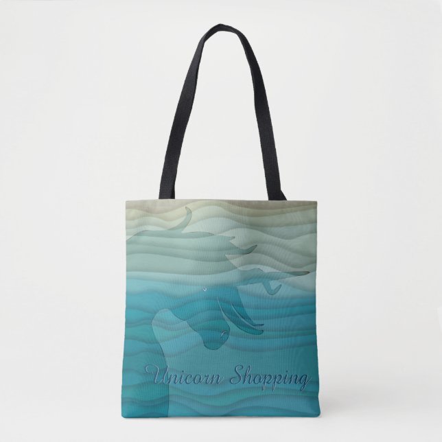 Tote Bag Silhouette Unicorne (ondulée) (Devant)