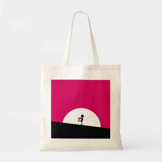 Tote Bag Silhouette Zombie avec Pleine lune (Devant)