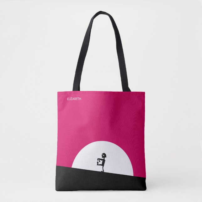 Tote Bag Silhouette Zombie avec Pleine lune personnalisée (Devant)