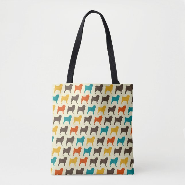 Tote Bag Silhouettes carlin | Retro Colours Motif de race d (Devant)
