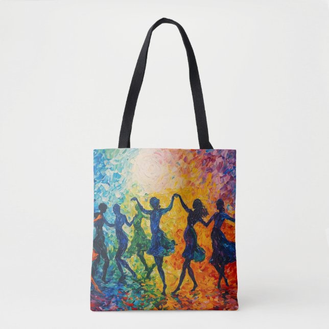 Tote Bag Silhouettes Colorées Dançant (Devant)