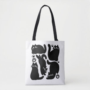 Tote Bag Silhouettes de chat noir - Design Feline mignon