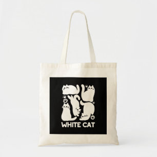Tote Bag Silhouettes de chaton blanc - Design Feline mignon