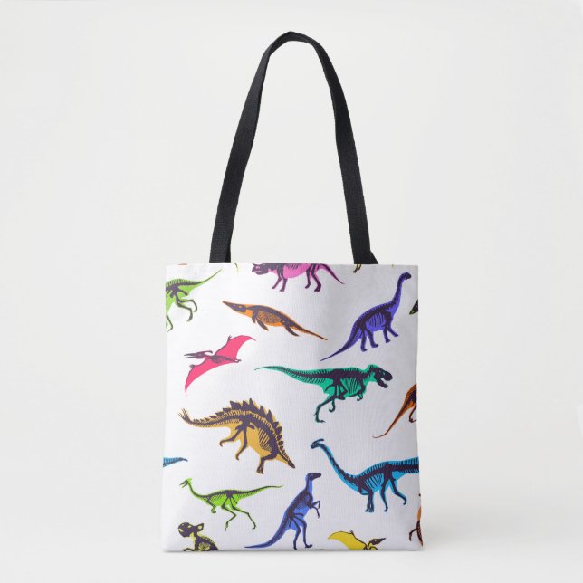 Tote Bag Silhouettes de dinosaures : motif de croquis vinta (Devant)