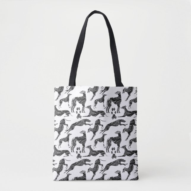 Tote Bag Silhouettes en marbre gris Greyhound (Devant)