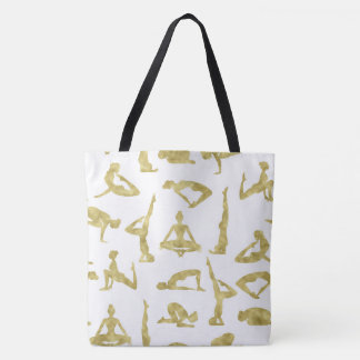 Tote Bag Silhouettes en or Faux Pots de Yoga