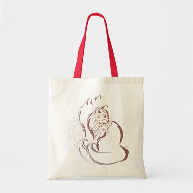 Tote Bag Silhouettes ombres soleil, lion et chat (Devant)