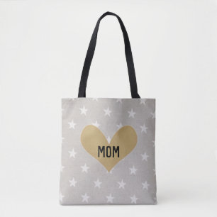 Tote Bag Silver & Gold Custom Starry Coeur Design