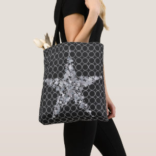 Tote Bag Silver Star Noël Cadeau Cercles d'argent