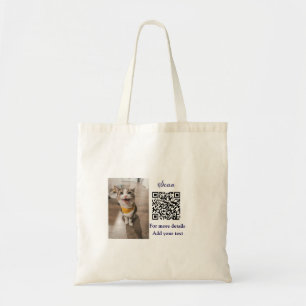 Tote Bag Simple animal name details QR code add text photo