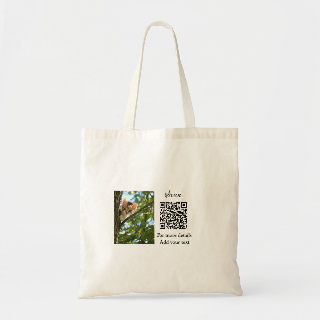Tote Bag Simple animal name details QR code add text photo (Devant)