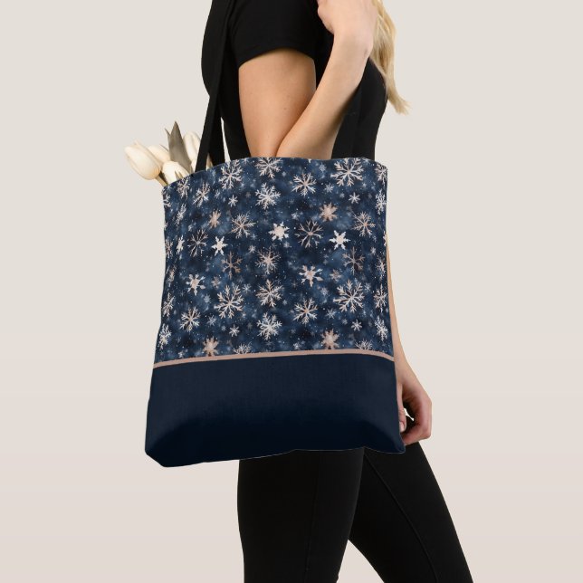 Tote Bag Simple Bleu foncé avec des blocs de couleur de flo (De près)