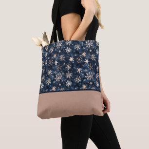 Tote Bag Simple Bleu foncé avec des blocs de couleur flocon
