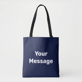 Tote Bag Simple bleu foncé blanc Votre message Modèle texte