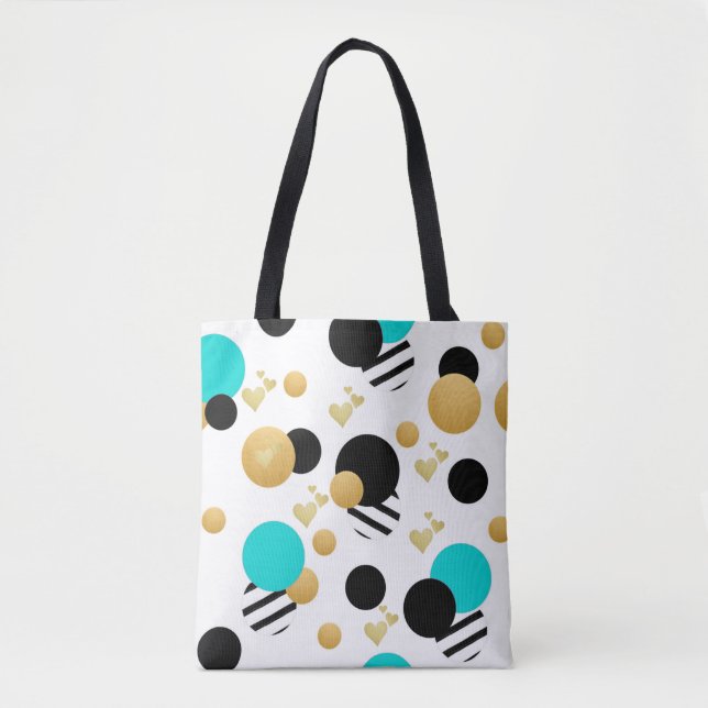 Tote Bag Simple Blue Black Gold Abstrait sans couture Motif (Devant)