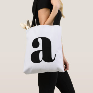 Tote Bag Simple Boho Blanc Monogramme Initial Retro Gras