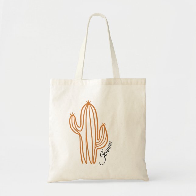Tote Bag Simple Cactus Desert Nom personnalisé (Devant)