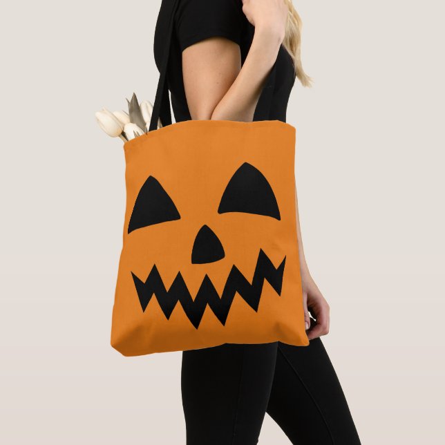 Tote Bag Simple Citrouille d'Halloween face fantôme flippan (De près)